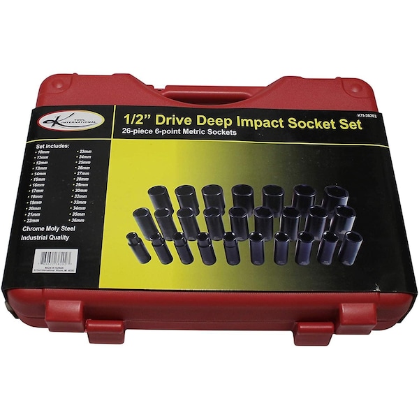 1/2" Drive Socket Set, Metric, 26 pcs